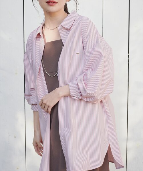 natural couture（ナチュラルクチュール）の「ストライプBIGシャツ（Tシャツ/カットソー・レディース・ブルー系その他/ピンク系その他/イエロー系その他・FREE）」の5枚目の写真