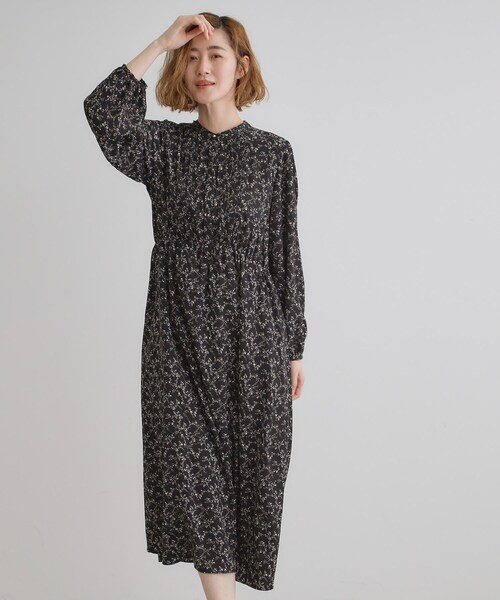 【sale】UR 7分袖フロントタックプリントワンピース♡ classicalelf ワンピース 一枚で叶える、大人のこなれ感