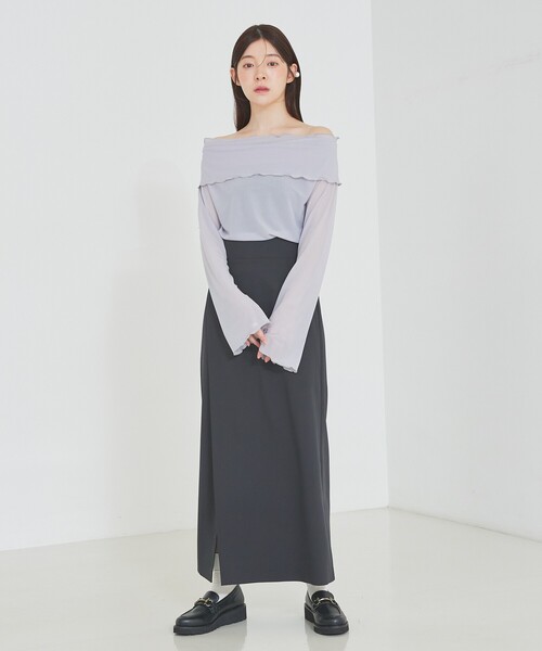 SELFIST(セルフィスト)の「【美的掲載】2WAYフリル襟/オフショルシアーカットソー 春服 夏服 レイヤード フレア袖(Tシャツ/カットソー・レディース・ブラック/アイボリー/グレー/ラベンダー・フリー)」の19枚目の写真