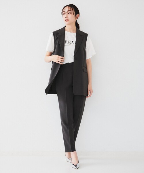 UNTITLED（アンタイトル）の「【接触冷感/UV/セットアップ可能】ライトウェイト タックテーパードパンツ（その他パンツ・レディース・ベージュ/ブラック/チャコールグレー・00/01/02/03/04/42/44/46/48/50）」の8枚目の写真