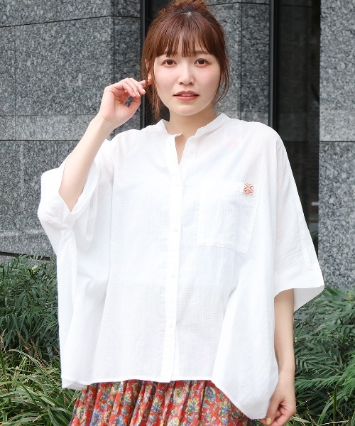 チチカカ(チチカカ)の「バンドカラードルマンシャツ(シャツ/ブラウス・レディース・その他1/ホワイト/チャコールグレー・FREE)」の2枚目の写真