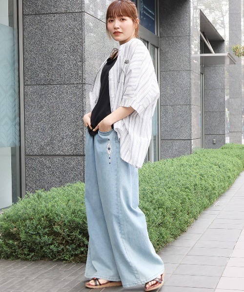 チチカカ(チチカカ)の「バンドカラードルマンシャツ(シャツ/ブラウス・レディース・その他1/ホワイト/チャコールグレー・FREE)」の6枚目の写真