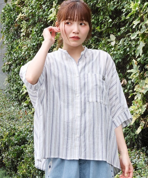 チチカカ(チチカカ)の「バンドカラードルマンシャツ(シャツ/ブラウス・レディース・その他1/ホワイト/チャコールグレー・FREE)」の9枚目の写真