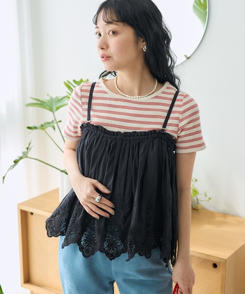 FREAK'S STORE(フリークスストア)の「インド スカラップ 2wayスカート トップス(スカート・レディース・オフホワイト/ブラック・フリ-)」の10枚目の写真