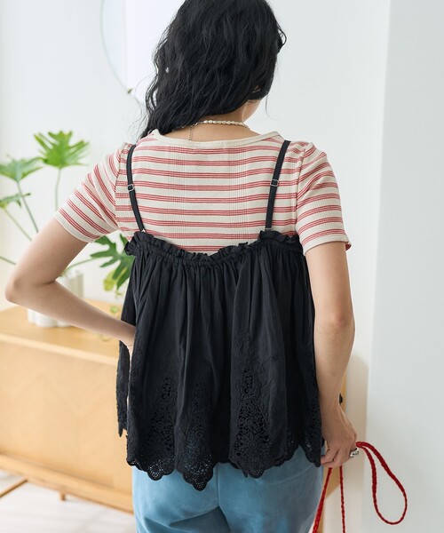 FREAK'S STORE(フリークスストア)の「インド スカラップ 2wayスカート トップス(スカート・レディース・オフホワイト/ブラック・フリ-)」の7枚目の写真