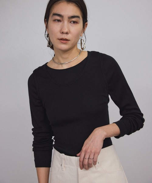 SALON adam et rope'（サロン アダム エ ロペ）の「Hug Silk ラウンドネックプルオーバー（Tシャツ/カットソー・レディース・ブラック/ネイビー/オフホワイト・FREE）」の10枚目の写真