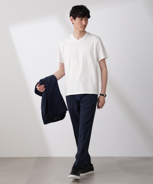 NANO universe(ナノユニバース)の「WEB限定/ジャケT(R) Vネック 半袖(Tシャツ/カットソー・メンズ・ホワイト/ブラック・S/M/L/XL)」の13枚目の写真
