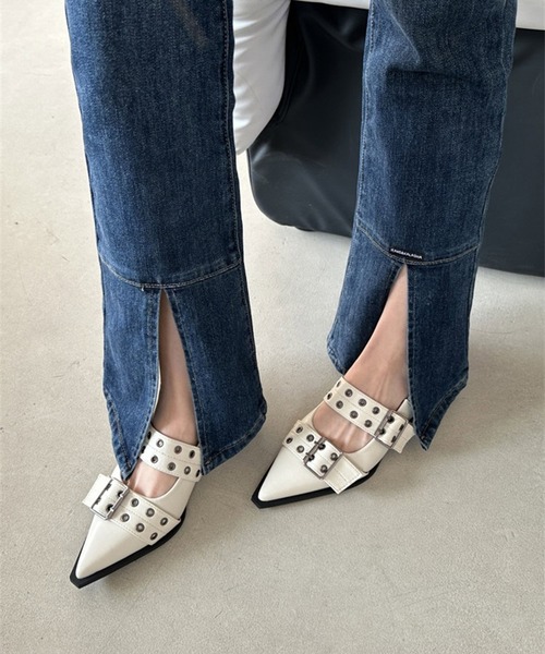 HALEY PESCA（ヘーリーペスカ）の「HALEY PESCA/ポインテッドトゥ　ベルテッドミュールサンダル（サンダル・レディース・アイボリー/ブラック・36/38/40）」の16枚目の写真