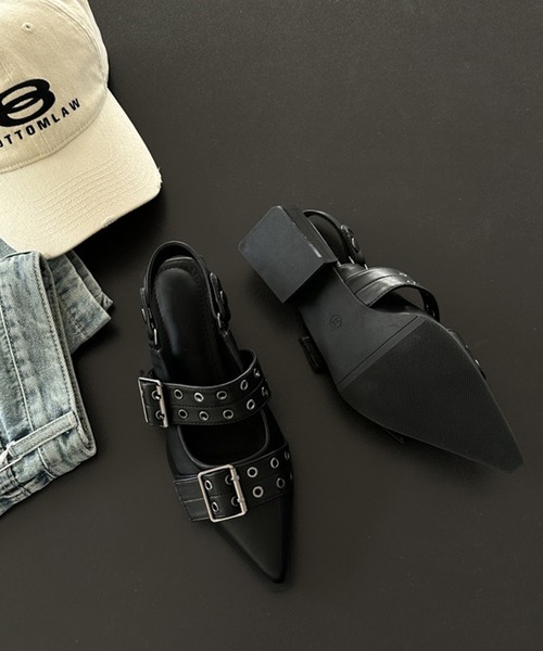 HALEY PESCA（ヘーリーペスカ）の「HALEY PESCA/ポインテッドトゥ　ベルテッドミュールサンダル（サンダル・レディース・アイボリー/ブラック・36/38/40）」の9枚目の写真