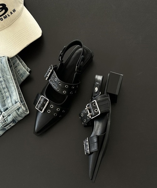 HALEY PESCA（ヘーリーペスカ）の「HALEY PESCA/ポインテッドトゥ　ベルテッドミュールサンダル（サンダル・レディース・アイボリー/ブラック・36/38/40）」の10枚目の写真