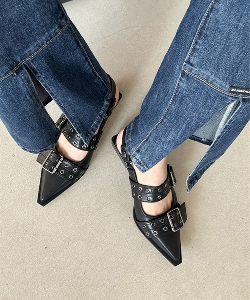 HALEY PESCA（ヘーリーペスカ）の「HALEY PESCA/ポインテッドトゥ　ベルテッドミュールサンダル（サンダル・レディース・アイボリー/ブラック・36/38/40）」の12枚目の写真