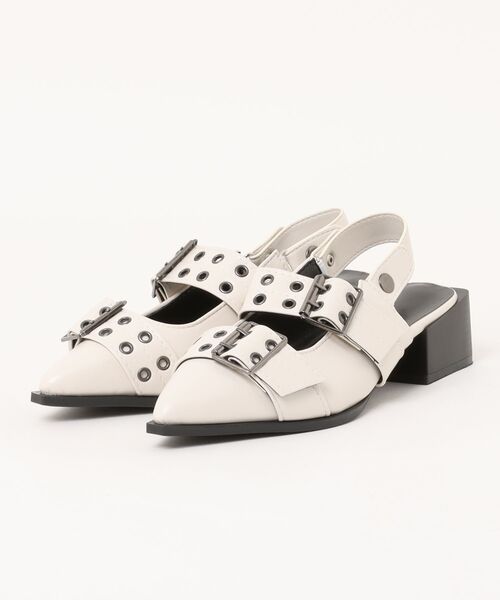 HALEY PESCA（ヘーリーペスカ）の「HALEY PESCA/ポインテッドトゥ　ベルテッドミュールサンダル（サンダル・レディース・アイボリー/ブラック・36/38/40）」の21枚目の写真