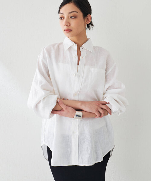 Whim Gazette（ウィムガゼット）の「リネンキャンバスシャツ（シャツ/ブラウス・レディース・ベビーピンク/オフホワイト/ベージュ・FREE）」の22枚目の写真