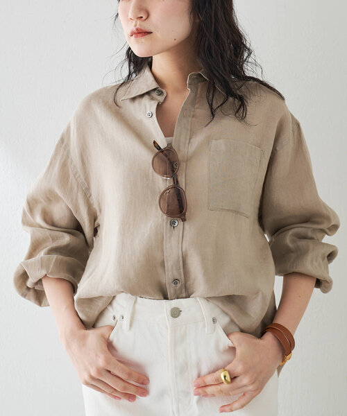 Whim Gazette（ウィムガゼット）の「リネンキャンバスシャツ（シャツ/ブラウス・レディース・ベビーピンク/オフホワイト/ベージュ・FREE）」の11枚目の写真