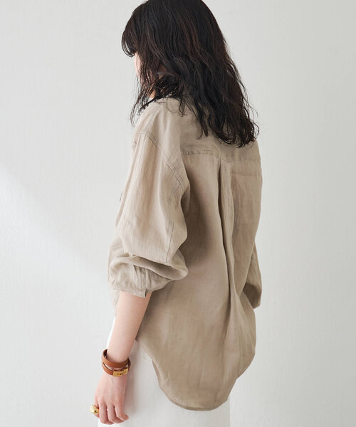Whim Gazette（ウィムガゼット）の「リネンキャンバスシャツ（シャツ/ブラウス・レディース・ベビーピンク/オフホワイト/ベージュ・FREE）」の17枚目の写真
