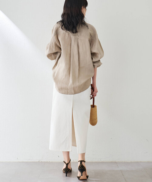 Whim Gazette（ウィムガゼット）の「リネンキャンバスシャツ（シャツ/ブラウス・レディース・ベビーピンク/オフホワイト/ベージュ・FREE）」の18枚目の写真
