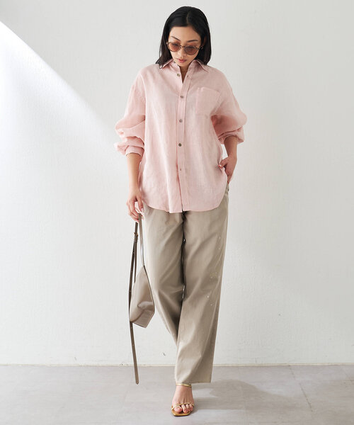 Whim Gazette（ウィムガゼット）の「リネンキャンバスシャツ（シャツ/ブラウス・レディース・ベビーピンク/オフホワイト/ベージュ・FREE）」の9枚目の写真