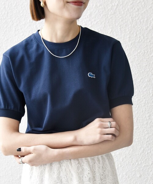 LACOSTE（ラコステ）の「【SHIPS any別注】LACOSTE: ワンポイント ロゴ ピケ クルーネック Tシャツ 25SS◇（Tシャツ/カットソー・メンズ・ホワイト/ライトグリーン/ネイビー・SMALL/MEDIUM/LARGE/X-LARGE/XX-LARGE）」の3枚目の写真