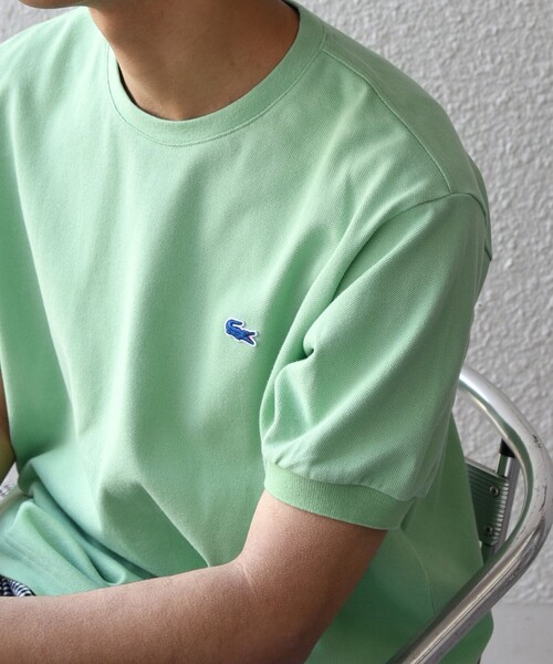 【関税込み】Lacoste グリーン VネックTシャツ ラコステ LACOSTE LACOSTE L!VEゴールドネームステッチTシャツ