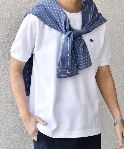 LACOSTE（ラコステ）の「【SHIPS any別注】LACOSTE: ワンポイント ロゴ ピケ クルーネック Tシャツ 25SS◇（Tシャツ/カットソー・メンズ・ホワイト/ライトグリーン/ネイビー・SMALL/MEDIUM/LARGE/X-LARGE/XX-LARGE）」の8枚目の写真