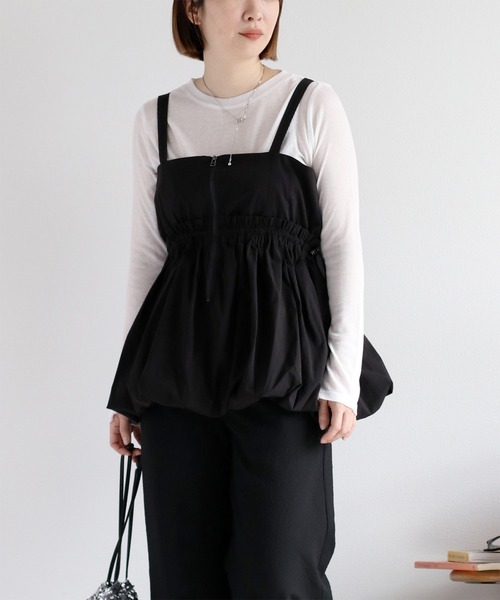 cepo（セポ）の「〈前後2way〉バルーンビスチェジャンスカ（ジャンパースカート・レディース・ブラック/オリーブ/オフホワイト・M）」の3枚目の写真