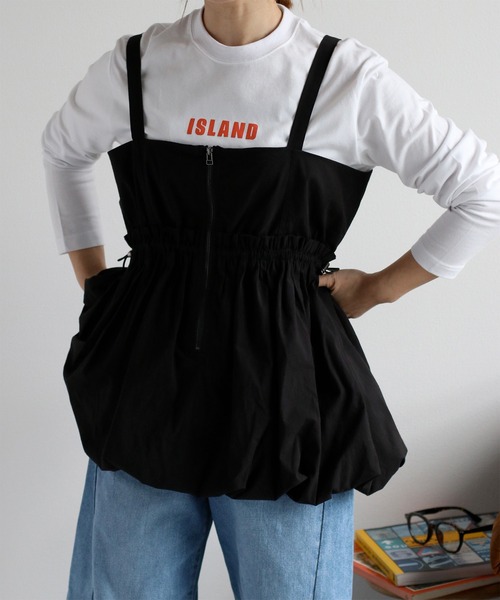 cepo（セポ）の「〈前後2way〉バルーンビスチェジャンスカ（ジャンパースカート・レディース・ブラック/オリーブ/オフホワイト・M）」の5枚目の写真