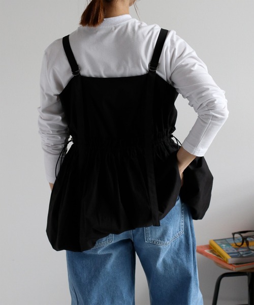 cepo（セポ）の「〈前後2way〉バルーンビスチェジャンスカ（ジャンパースカート・レディース・ブラック/オリーブ/オフホワイト・M）」の7枚目の写真