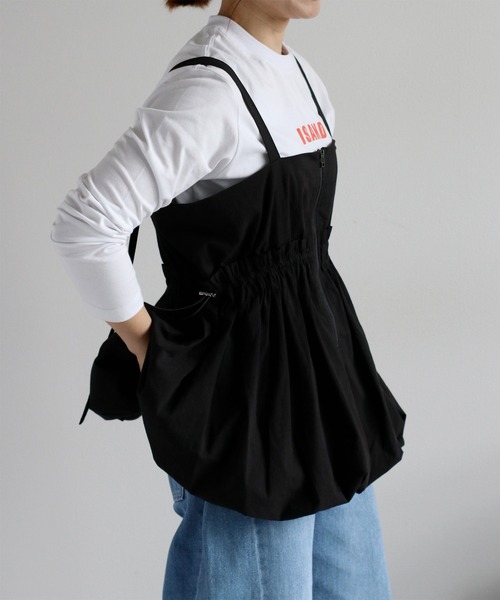 cepo（セポ）の「〈前後2way〉バルーンビスチェジャンスカ（ジャンパースカート・レディース・ブラック/オリーブ/オフホワイト・M）」の9枚目の写真