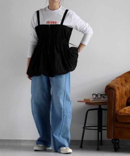 cepo（セポ）の「〈前後2way〉バルーンビスチェジャンスカ（ジャンパースカート・レディース・ブラック/オリーブ/オフホワイト・M）」の11枚目の写真