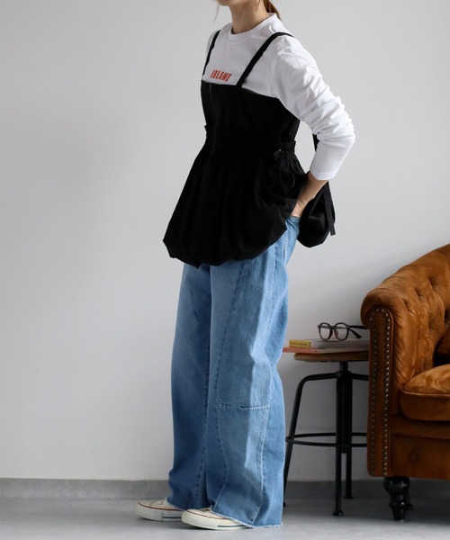 cepo（セポ）の「〈前後2way〉バルーンビスチェジャンスカ（ジャンパースカート・レディース・ブラック/オリーブ/オフホワイト・M）」の12枚目の写真