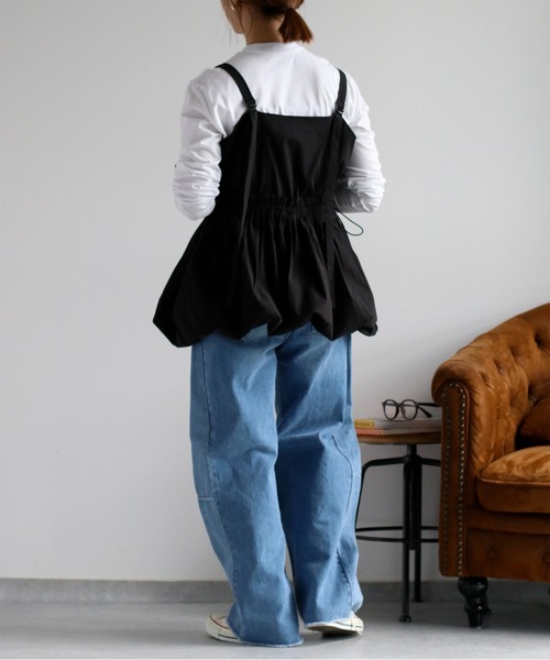 cepo（セポ）の「〈前後2way〉バルーンビスチェジャンスカ（ジャンパースカート・レディース・ブラック/オリーブ/オフホワイト・M）」の13枚目の写真