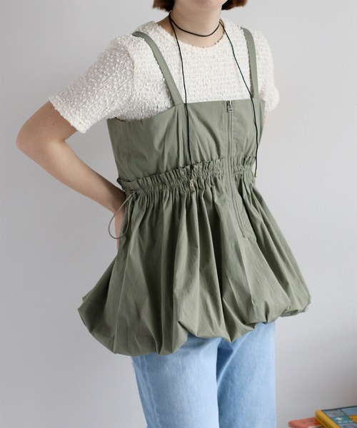 cepo（セポ）の「〈前後2way〉バルーンビスチェジャンスカ（ジャンパースカート・レディース・ブラック/オリーブ/オフホワイト・M）」の22枚目の写真