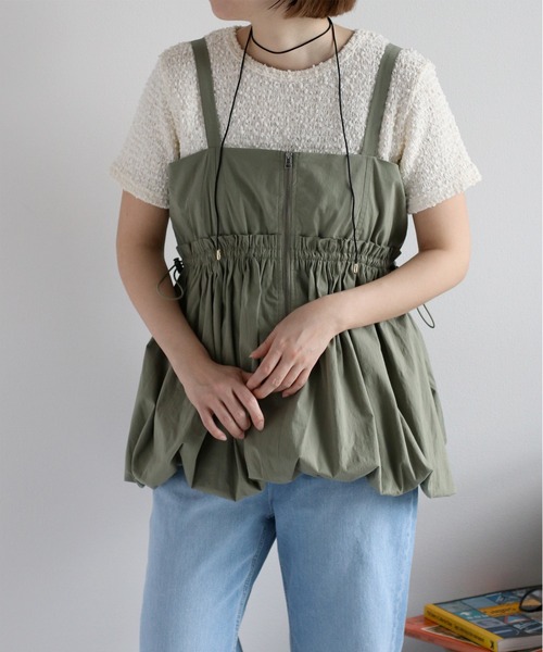 cepo（セポ）の「〈前後2way〉バルーンビスチェジャンスカ（ジャンパースカート・レディース・ブラック/オリーブ/オフホワイト・M）」の17枚目の写真