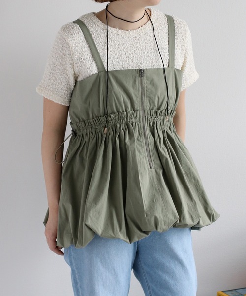 cepo（セポ）の「〈前後2way〉バルーンビスチェジャンスカ（ジャンパースカート・レディース・ブラック/オリーブ/オフホワイト・M）」の16枚目の写真