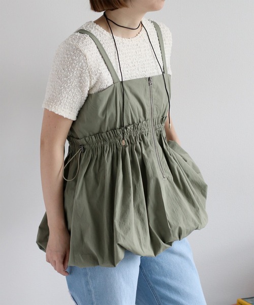 cepo（セポ）の「〈前後2way〉バルーンビスチェジャンスカ（ジャンパースカート・レディース・ブラック/オリーブ/オフホワイト・M）」の21枚目の写真