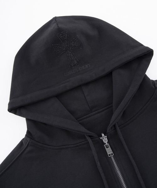 セール】フーディー｜BLACKxBLACK CROSS REVERSIBLE ZIP HOODIE