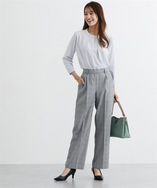 7days Life Styling(セブンデイズライフスタイリング)の「センタープレスワイドストレートパンツ(スラックス・レディース・ブラック/杢グレー/グレー系・S/M/L/LL/3L)」の13枚目の写真