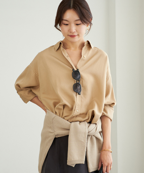 plage プラージュ 新品 ブラウン クロップドシャツ プラージュ Plage 《追加》Oxford Long シャツ （ホワイト