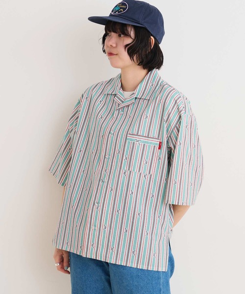 I am I in fact...(アイアムアイインファクト)の「DRIVE STRIPE オープンカラーシャツ(シャツ/ブラウス・レディース・サックスブルー/レッド・FREE)」の6枚目の写真