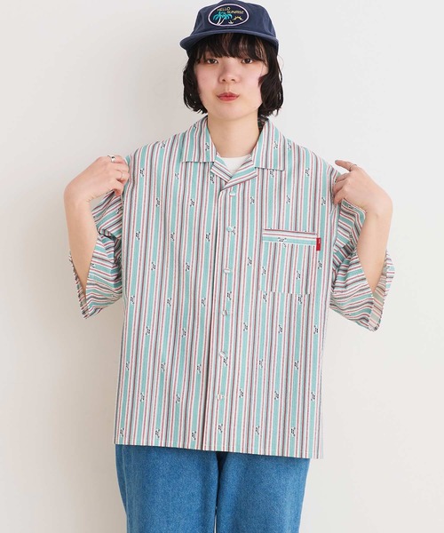I am I in fact...(アイアムアイインファクト)の「DRIVE STRIPE オープンカラーシャツ(シャツ/ブラウス・レディース・サックスブルー/レッド・FREE)」の4枚目の写真