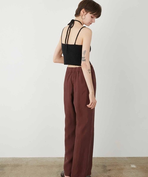 LA PEAU DE GEM（ラポドゥジェム）の「【LA PEAU DE GEM】cupra semi flare pants/キュプラセミフレアパンツ（その他パンツ・レディース・バーガンディー/ホワイト/ブラック・1/2）」の5枚目の写真