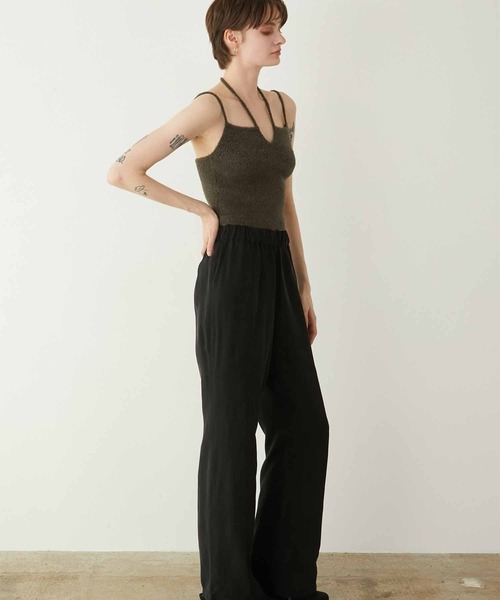 LA PEAU DE GEM（ラポドゥジェム）の「【LA PEAU DE GEM】cupra semi flare pants/キュプラセミフレアパンツ（その他パンツ・レディース・バーガンディー/ホワイト/ブラック・1/2）」の18枚目の写真