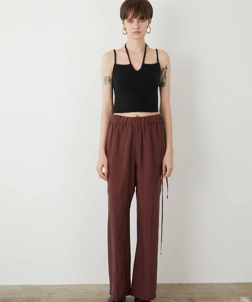 LA PEAU DE GEM（ラポドゥジェム）の「【LA PEAU DE GEM】cupra semi flare pants/キュプラセミフレアパンツ（その他パンツ・レディース・バーガンディー/ホワイト/ブラック・1/2）」の8枚目の写真