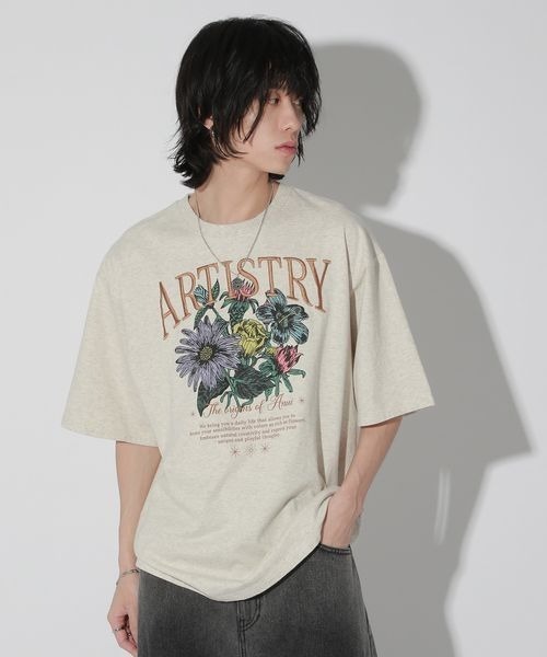 Anui（アニュイ）の「【UNISEX/2サイズ展開】ダークフラワーTシャツ（Tシャツ/カットソー・レディース・オートミール/ブラック・MEDIUM/LARGE）」の10枚目の写真