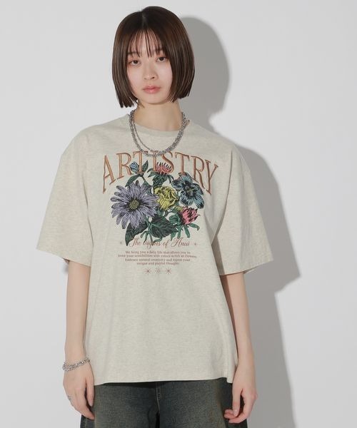 Anui（アニュイ）の「【UNISEX/2サイズ展開】ダークフラワーTシャツ（Tシャツ/カットソー・レディース・オートミール/ブラック・MEDIUM/LARGE）」の13枚目の写真