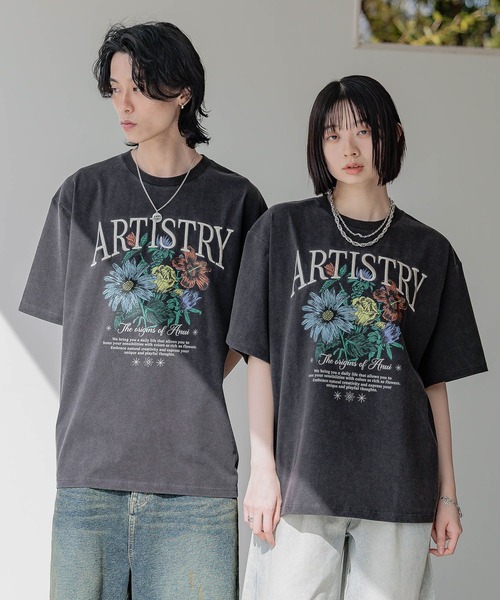 Anui（アニュイ）の「【UNISEX/2サイズ展開】ダークフラワーTシャツ（Tシャツ/カットソー・レディース・オートミール/ブラック・MEDIUM/LARGE）」の17枚目の写真