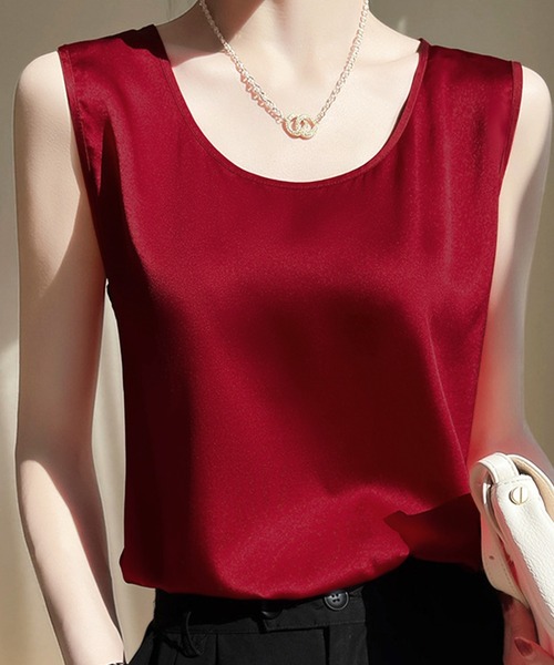DiamondHearts(ダイヤモンドハーツ)の「シルキータンクトップ(タンクトップ・レディース・ホワイト/レッド/グレー/ブラック・MEDIUM/LARGE/X-LARGE)」の4枚目の写真