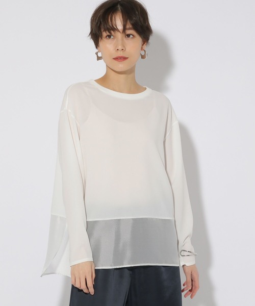 Elura（エルーラ）の「異素材ジョーゼットプルオーバー/323304（シャツ/ブラウス・レディース・ライトブルー/ホワイト/チャコールグレー・LARGE/MEDIUM）」の2枚目の写真