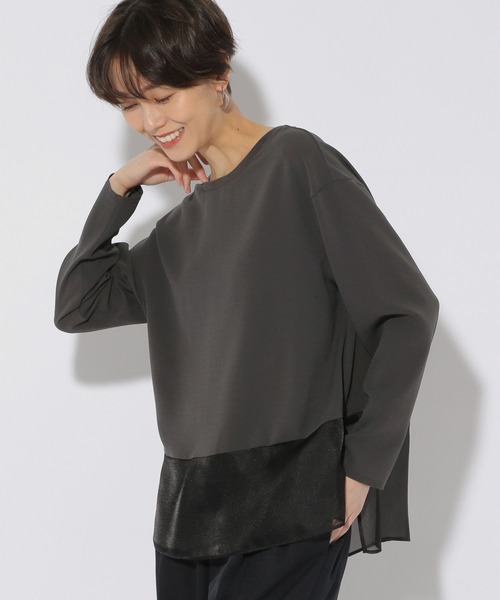 Elura（エルーラ）の「異素材ジョーゼットプルオーバー/323304（シャツ/ブラウス・レディース・ライトブルー/ホワイト/チャコールグレー・LARGE/MEDIUM）」の3枚目の写真