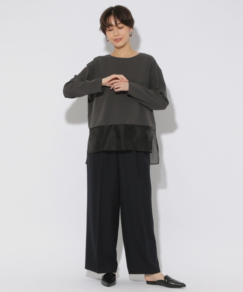 Elura（エルーラ）の「異素材ジョーゼットプルオーバー/323304（シャツ/ブラウス・レディース・ライトブルー/ホワイト/チャコールグレー・LARGE/MEDIUM）」の8枚目の写真